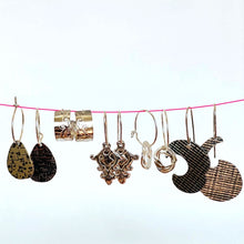 Load image into Gallery viewer, Sterling Silver Deco Pattern Wide Hoop Earrings