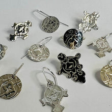 Load image into Gallery viewer, Sterling Silver Art Deco Pattern Hook Earrings