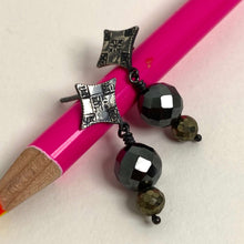 Load image into Gallery viewer, Sterling Silver with Hematite and Pyrite Bead Stud Earrings