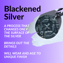 Load image into Gallery viewer, Dark Sterling Silver Deco Pattern Charm and Chain