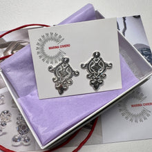 Load image into Gallery viewer, Sterling Silver Art Deco Pattern Stud Earrings