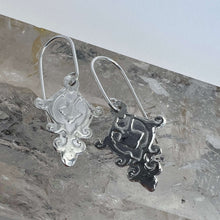 Load image into Gallery viewer, Sterling Silver Art Deco Pattern Hook Earrings