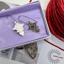 Load image into Gallery viewer, Sterling Silver Art Deco Pattern Hook Earrings