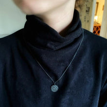 Load image into Gallery viewer, Dark Sterling Silver Deco Pattern Charm and Chain