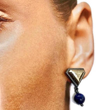 Load image into Gallery viewer, Facet Pyrite and Lapis Lazuli Bead Earrings