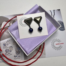 Load image into Gallery viewer, Facet Pyrite and Lapis Lazuli Bead Earrings