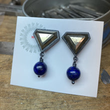 Load image into Gallery viewer, Facet Pyrite and Lapis Lazuli Bead Earrings