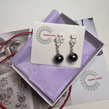 Load image into Gallery viewer, Sterling Silver and Hematite Bead Stud Earrings