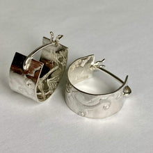 Load image into Gallery viewer, Sterling Silver Deco Pattern Wide Hoop Earrings
