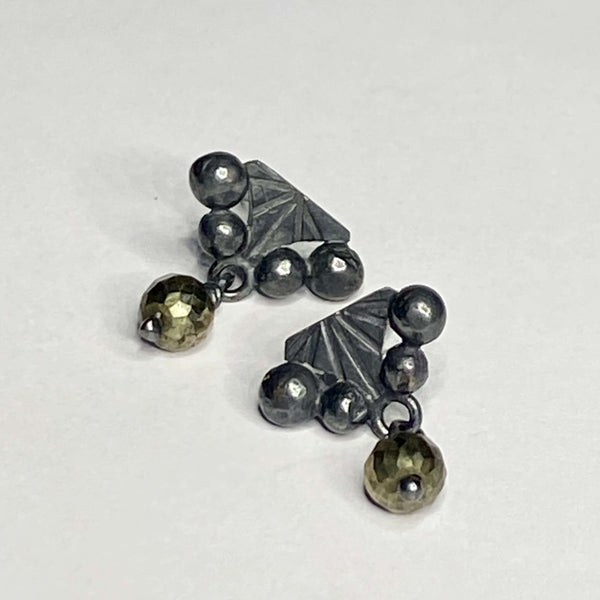 Sterling Silver with Pyrite Bead Stud Earrings
