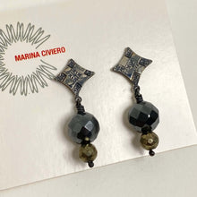 Load image into Gallery viewer, Sterling Silver with Hematite and Pyrite Bead Stud Earrings
