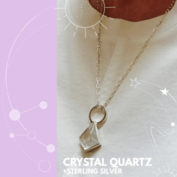 Crystal Quartz Prism and Sterling Silver Pendant