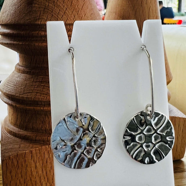Sterling Silver Round Deco Pattern Earrings - second design