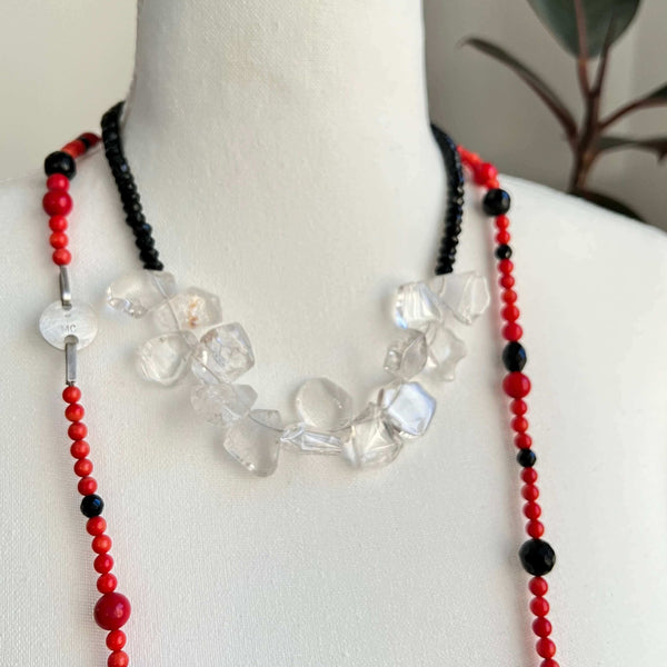 Crystal Quartz and Agate Bead Necklace