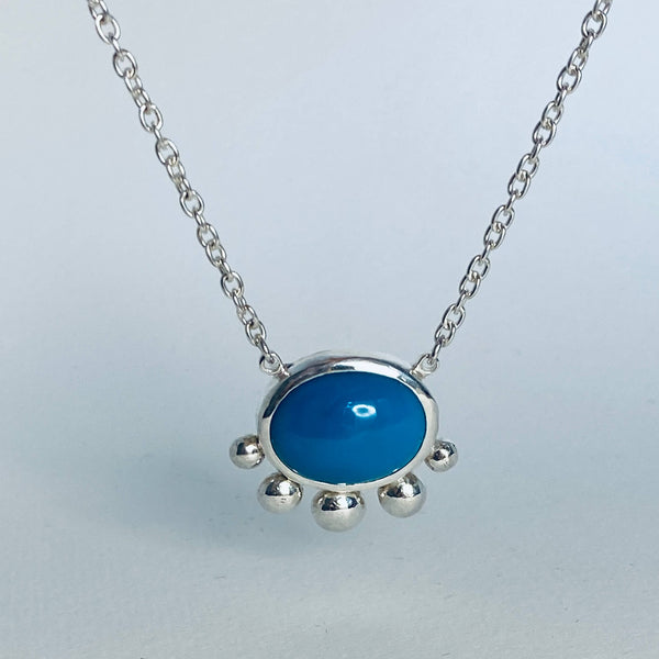 Turquoise and Sterling Silver Pendant and Necklace