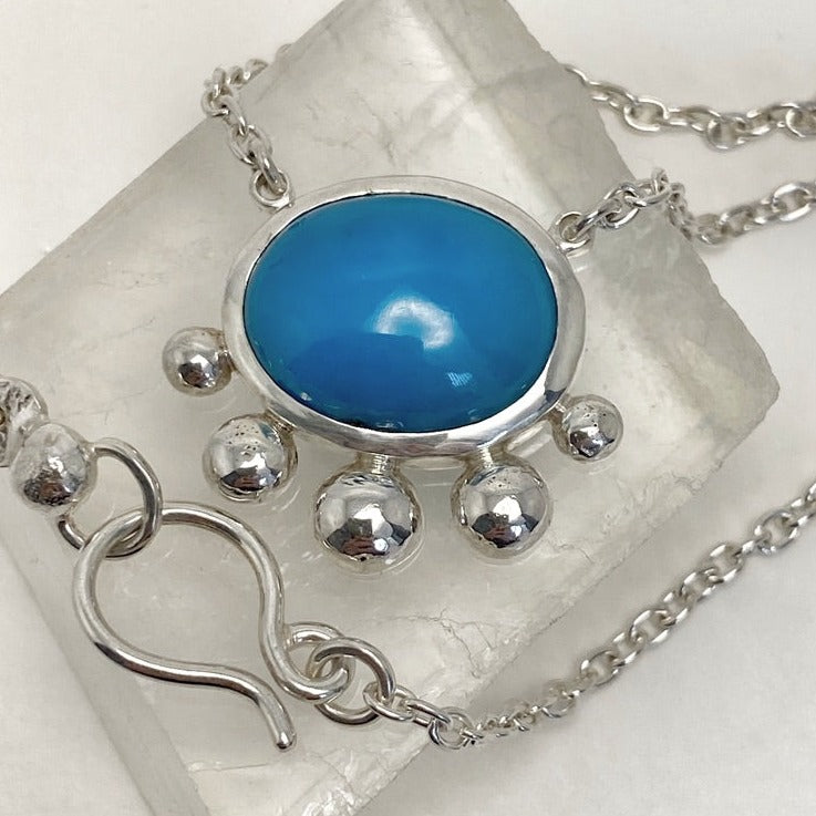 Turquoise and Sterling Silver Pendant and Necklace