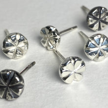 Load image into Gallery viewer, Sterling Silver Texture Six Petal Flower Stud Earrings
