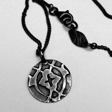 Load image into Gallery viewer, Dark Sterling Silver Deco Pattern Charm and Chain
