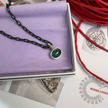 Load image into Gallery viewer, Turquoise and Silver Pendant on Long Dark Silver Chain
