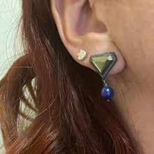 Load image into Gallery viewer, Facet Pyrite and Lapis Lazuli Bead Earrings
