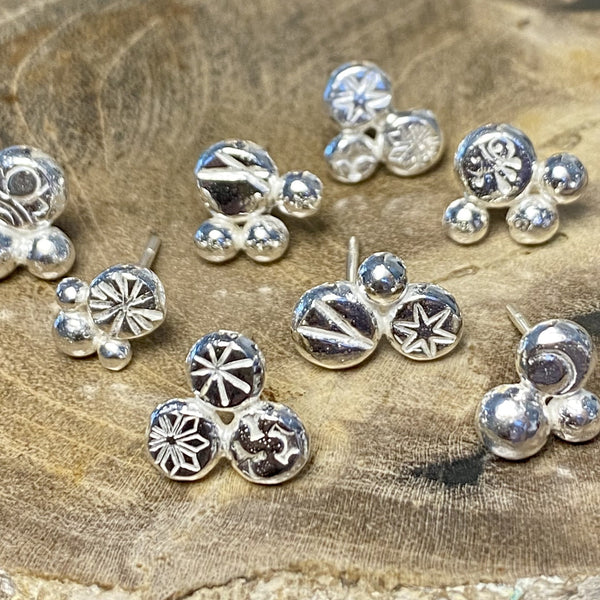 Sterling Silver Stamped Stud Earrings