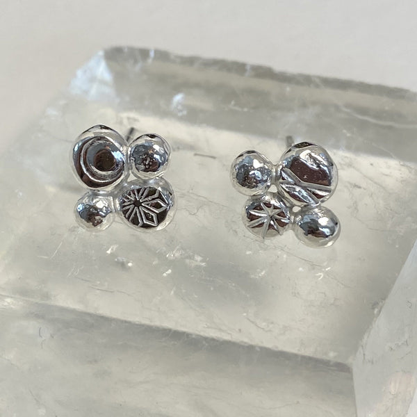 Sterling Silver Stamped Stud Earrings